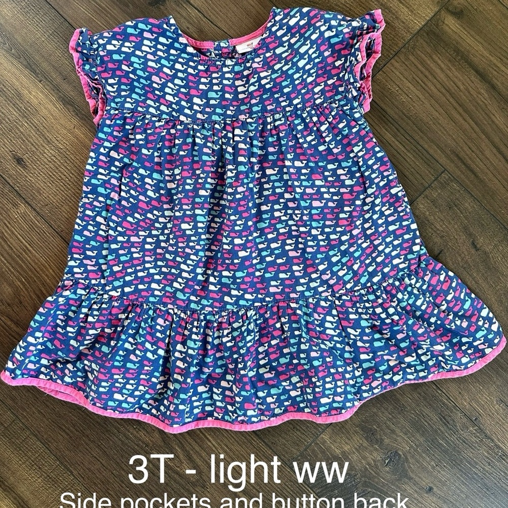 Vineyard Vines Navy Dress with Pink, White & Teal Whales